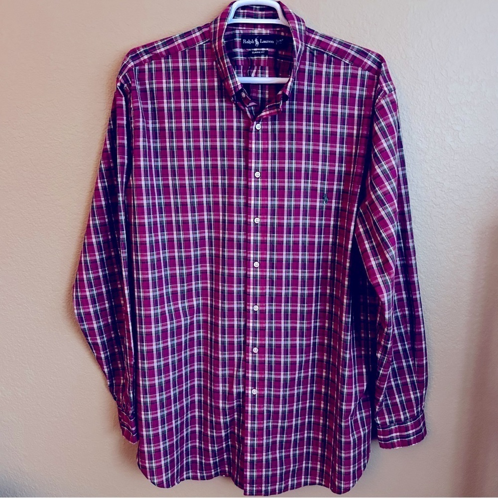 Ralph Lauren Classic Fit Checkered Long Sleeve Button Down Shirt